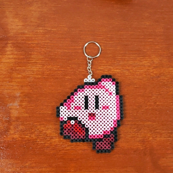 Kirby Keychain Perler Bead Sprite - Picture 2 of 3